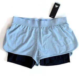 Adidas Aqua Blue Athletic Running 2-in-1 Chill Shorts Med NWT